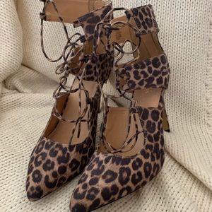 Strappy Lace Up Cheetah Pumps